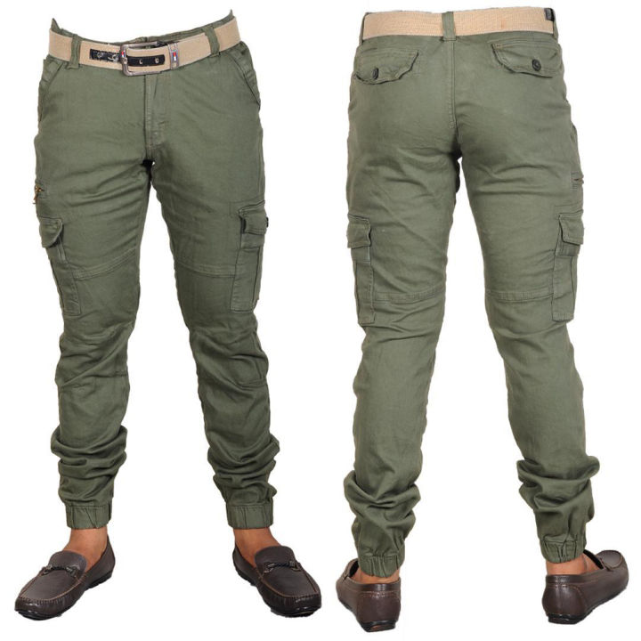 Olive%20Cotton%20and%20Denim%20Stretch%20Gabardine%20Pant%20for%20Men%20-%20Image%202
