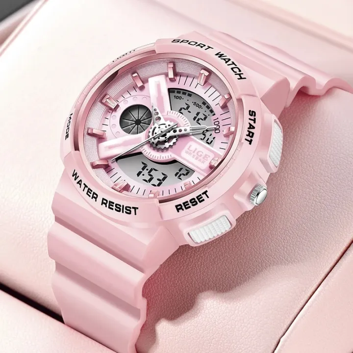LIGE%20New%20Sport%20Women%20Quartz%20Digital%20Watch%20Creative%20Diving%20Watch%20Ladies%20Waterproof%20Alarm%20Watch%20Dual%20Display%20Clock%20Montre%20Femme%20-%20Image%203