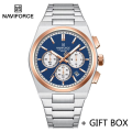 Naviforce 8048 Luminous Multi-Function Business Watches  Fashion Lover's Three-Eye Chronograph Luxury Watch for Men. 