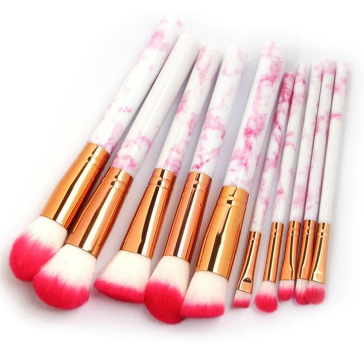Marble Makeup brush set 10 Pieces pink - Makeup Combo Set - Makeup Combo Set - Makeup Combo Set