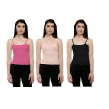 3 Pcs Ladies Camisole For All Season Use Cotton Cami Dress - Tops For Girls. 