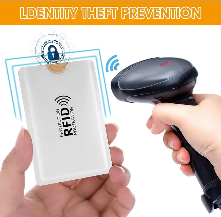 RFID%20Blocking%20Sleeves%20NFC%20Anti%20Scan%20ID%20Credit%20Card%20Holder%20Case,%20Silver%20-%20Image%202