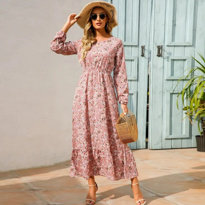 Women%20Maxi%20Dresses%20Sping%20Autumn%20Bohemian%20Casual%20Full%20Sleeve%20High%20Waist%20Beach%20Woman%20Chiffon%20Dresses%20Floral%20Vestidoes%20Long%20Dress%20-%20Image%204