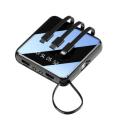 Portable Charger Fast Charging 20000mah Mini Power Bank Charger With Cable Powerbanks Led Flashlight Power Display.