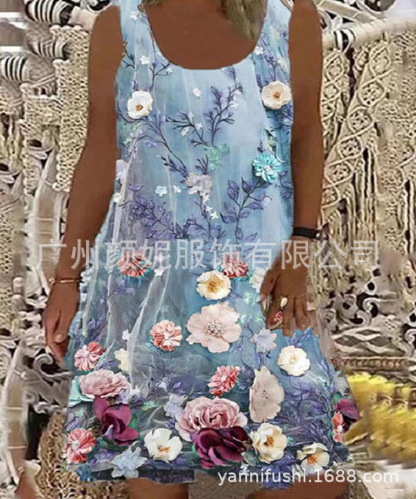 2021%20Casual%20Floral%20round%20Neck%20Printed%20All-Matching%20Vest%20Dress%20-%20Image%205