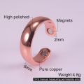 Pure Copper Rings Magnetic 6mm Adjustable Open Cuff Finger Ring Finished Magnetic Health Energy Mens Rings Minimalist Jewelry. 