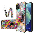 Phone case OPPO A91 case Shiny Gold Foil Phone Soft with Bracket Lanyard Patterned Glass Shell For OPPO A91 Protective Back Cover.