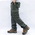 Men's Overalls Zippercket Cargo Pants Outwear Multicket Tactical   Straight Slacks Cotton Loose Long Trousers. 