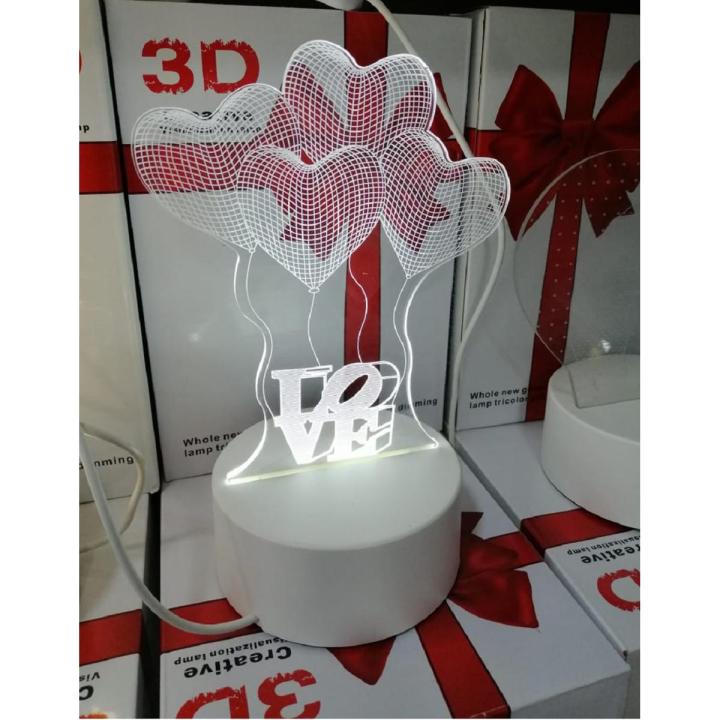 3D Acrylic Night Light LED Light Table Bedroom Lamp Graphic lights 1 Pcs