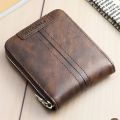 SHABILI PU Leather Fashionable Short Wallet Classic Explosive Large-capacity Zipper Multi-card Business Short Wallet. 