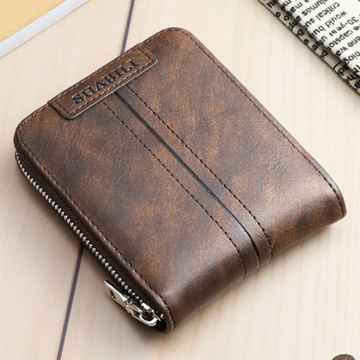 SHABILI%20PU%20Leather%20Fashionable%20Short%20Wallet%20Classic%20Explosive%20Large-capacity%20Zipper%20Multi-card%20Business%20Short%20Wallet%20-%20Image%202