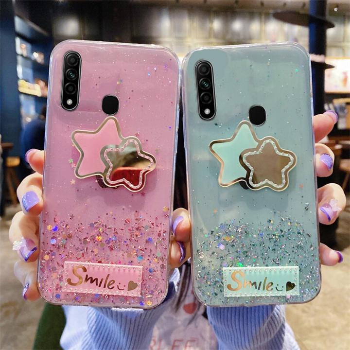 Phone case Huawei Y6P Shiny Ring Case Glitter Soft Transparent Full Star Mirror Cases For Huawei Y6P Back Cover Stars Moon Girls