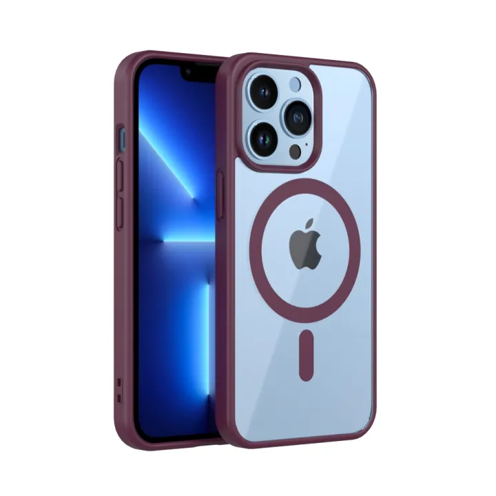 For%20Apple%20iPhone%2013%20Pro%20Max%20MagSafe%20Compatible%20Shockproof%20Transparent%20Slim%20Fit%20Wireless%20Charging%20supported%20Frosted%20Border%20Phone%20Back%20Case%20Mobile%20Cover-ELF%20-%20Image%202