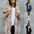 Autumn Winter Double Fleece Cardigan Jacket Women Solid Color Long Sleeve Plush Warm Hooded Lady Jacket Oversized Outerwear Coat. 