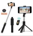 Q07 Selfie Stick Foldable Mini Tripod Bluetooth Remote Shutter for Smart Phone (100cm).