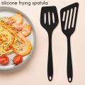 2 Pcs Silicone Slotted Fish Turner Spatula, Spatulas for Non Stick Cookware Baking,Cooking,Heat Resistant,Black. 