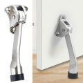 1pics Kickdown Door Stopper Zinc Alloy Foot-Operated Lever Door Stops Non-Slip Rubber Adjustable Door Holder Hardware- Silver.