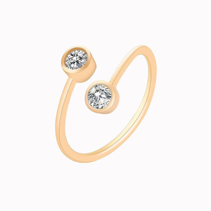 Simple Inlay Zircon Crystal Open Ring Women