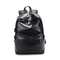 New Korean version backpack simple men's backpack solid color pu leather business backpack female school bag leisure travel bag.