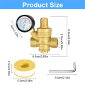 Water Pressure Reducing Valve 3/4In with Gauge, Adjustable Water Pressure Reducing Valve for Water Pressure Regulator DN20. 