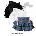 Girl Doll Blue Denim Pleated Skirt Hottie A-line Slim Short Skirt Design Sense Skirt Skirt Skirt Lu. 