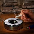 Small Round Stainless Stell Ashtray With Wind Proof Lid- 1 ps [9.2cm/3.8cm]. 