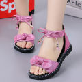 Girls' Sandals Summer 2024 New Fashion Korean Edition Princess Shoes, Big Kids, Little Girls, Soft Sole Children's Roman Shoes.