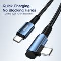Essager 100W USB Type C To USB C Cable 90 Degree Angle For iPad MacBook Pro Xiaomi Samsung Huawei Fast Charging Type-C Date Wire. 