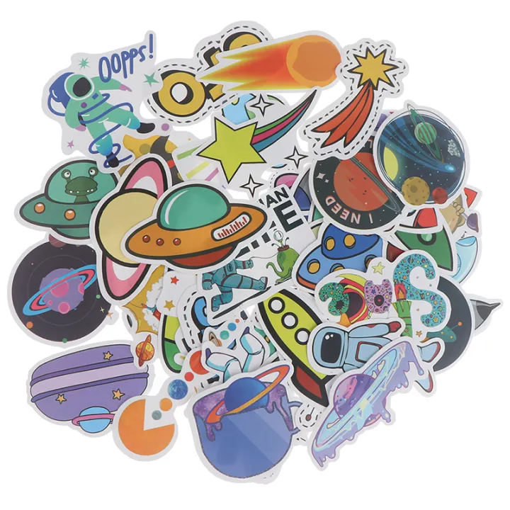 50Pcs%20Cartoon%20Space%20Planet%20Stickers%20Laptop%20Luggage%20Guitar%20Skateboard%20Decals%20BAWEI%20-%20Image%203