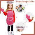 [SHARPREPUBLIC] Complete Kids Cooking and Baking Set - 4 Pcs Includes Apron & Chef Hat, Oven Mitt , Hot Pad for Toddler Dress Up Chef Costume Career Role Play. 