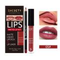 2pcs Matte Lip Liner Lip Glaze Set Lasting Color Lip Gloss High Pigment Lip Tinted Red Durable Non-stick Cup Lipstick Waterproof FeeoiF. 