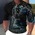 Animal Wolf Polo 3d tiger Lion Eagle Wolf Bear Print Fashion Polo T Shirts For Men Top Oversized Street Long Sleeve Men Clothing Ruiqir Super Store. 