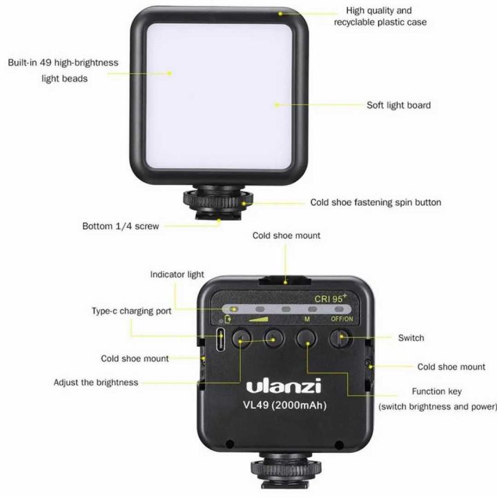 Ulanzi%20VL49%20Rechargeable%20Mini%20LED%20Light%20-%20Image%202