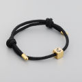 26 Letters Stainless Steel Square Beads Adjust Rope Copule Bracelet Personalized Best Friends Gift.