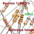 50Pcs- 220K Resistor 5% 220K Ohm Resistor Carbon Film 220K Resistors 1/4W Resistance 0.25 Watt 5% Tolerance Fixed Resistor 220K 2 Pin Leads. 