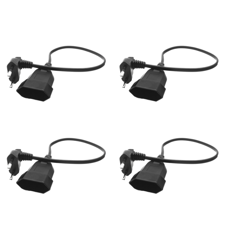 4X Europea 90 Degree Male Plug to Female Socket Power Extension Cable for PC Computer PDU(0.)