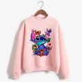 Turtleneck Hoodie Disney Stitch Funny Women Harajuku Cute Lilo and Stitch Anime Sweatshirt Manga Streetwear Hoody Female. 