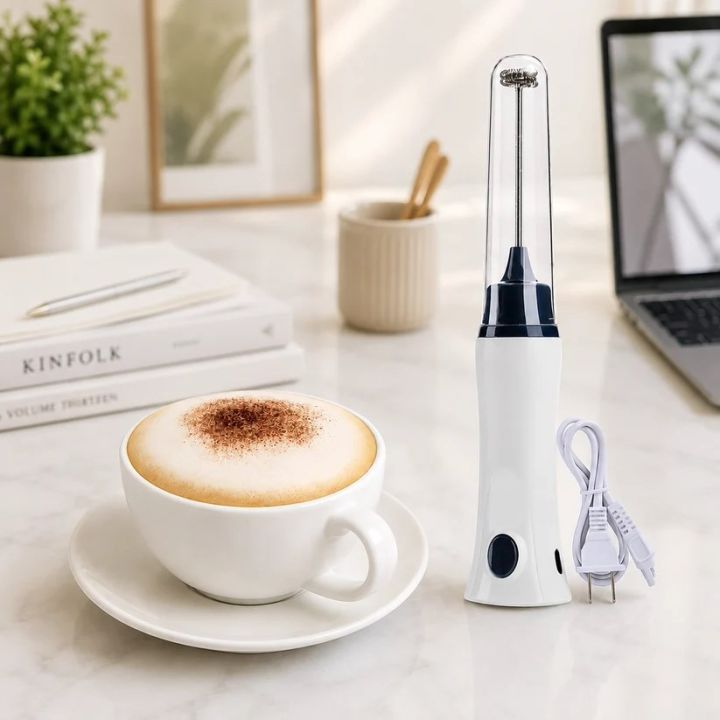 Hand Liquid Mixer and coffee maker juice maker - White