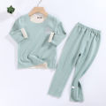 Children's boneless velvet underwear set AB side baby warm seamless autumn clothes autumn pants boys and girls pajamas loungewear. 