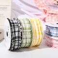 4cm Wide Pleated Plaid Ribbons Fashionable Satin Plaid Puff Plaid Ribbons Pleated Satin Ribbons for Bouquets Gift Wrapping. 
