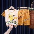Pokemon Pikachu Summer Short Sleeve Shorts Cartoon Toddler Girls Pajamas Set Anime Figure Children Clothing Boys Fashion Clothes. 