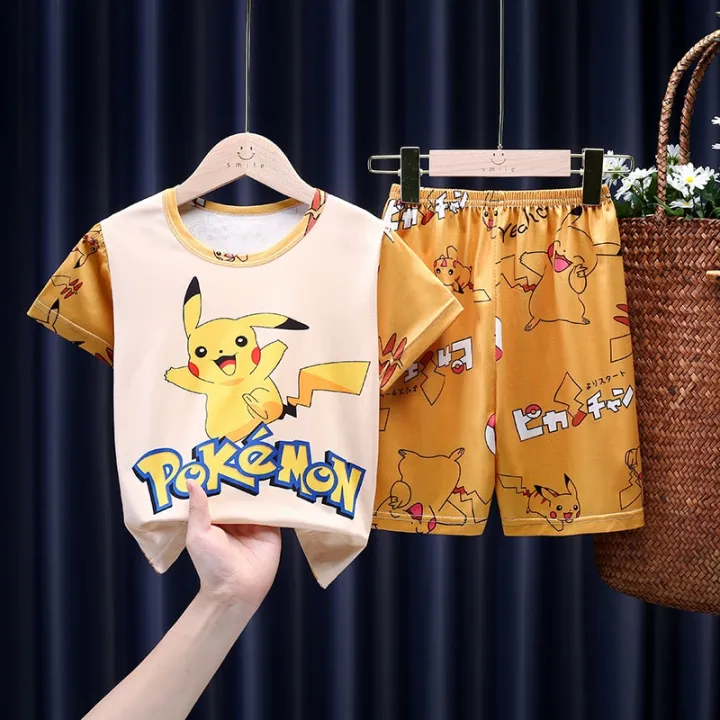 Pokemon%20Pikachu%20Summer%20Short%20Sleeve%20Shorts%20Cartoon%20Toddler%20Girls%20Pajamas%20Set%20Anime%20Figure%20Children%20Clothing%20Boys%20Fashion%20Clothes%20-%20Image%203