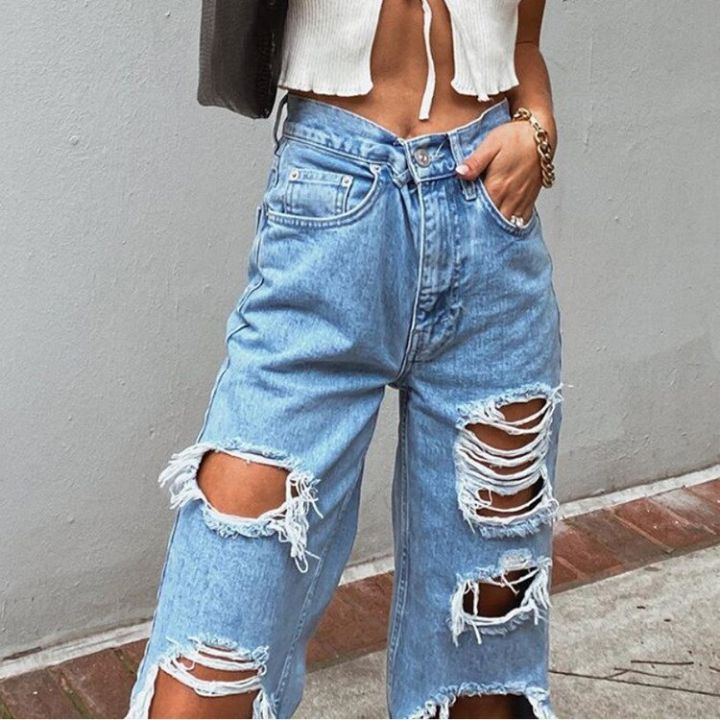 Women's%20Fashion%20Sexy%20Jeans%20Casual%20High%20Waist%20Pants%20Ripped%20Trousers%20Women%20Jeans%20Retro%20Denim%20Ripped%20Holes%20Frayed%20Loose%20Jeans%20Women%20-%20Image%207