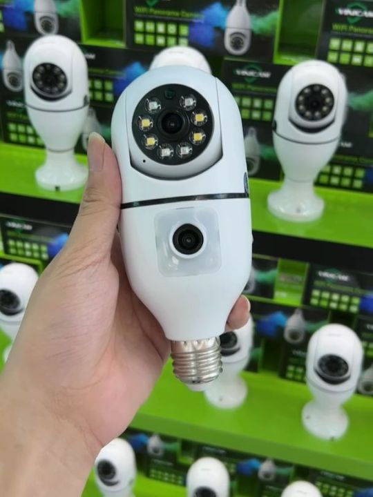 GCI e27-A Dual lens 4MP 2K Ptz Cctv Bulb Wireless Cameras Night Vision Two way Audio Home Security Wifi Smart Camera