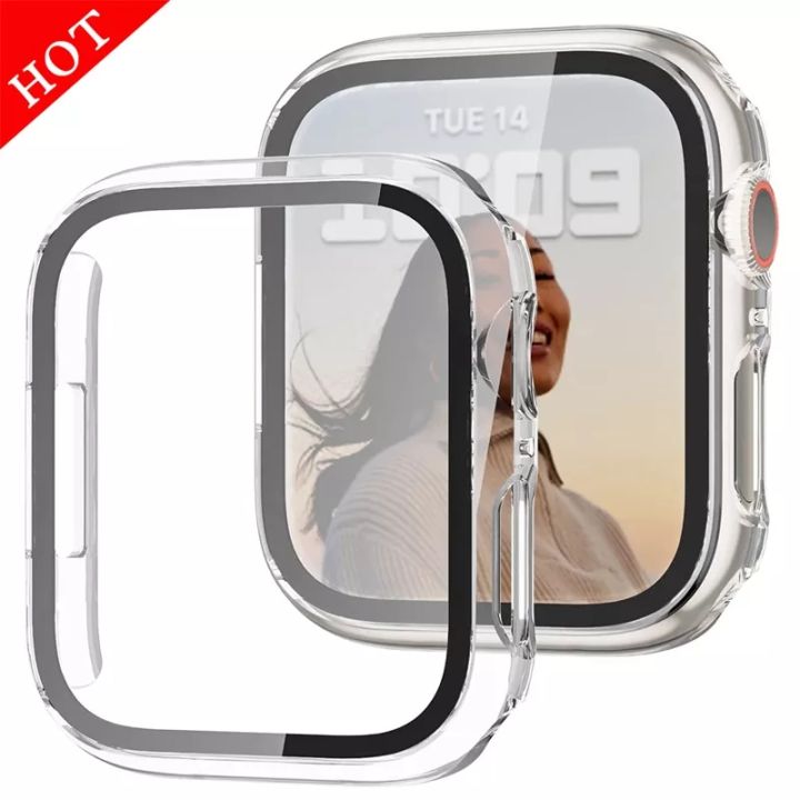 Glass+case For Apple Watches 44mm 38mm 45mm Built in