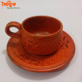 Clay Tea Cup With Pirich . Clay Tea Cup Set . Matir Cup Pirich set . Tea Cup-Saucer Set. 