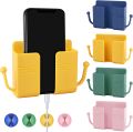 1pcs Wall Mount Phone Holder Self-Adhesive Wall Beside Organizer Storage Box Plastic Charging Phone Stand Remote Wall-Mounted Phone Brackets Holder for Bedroom. 