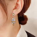 Carat Stud Earrings Shining Multicolor Rhinestones Leaves Lady Drop Earrings. 