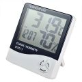 HTC2 H.T.C-2 Digital LCD Display With Temperature Humidity Meter Gauge Thermometers Temperature Sensor Indoor Outdoor 1.5M Length Cables Probe With Clock Wall Mount Meter. 