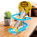 Duck Slide Toy Set, Funny Automatic Stair-Climbing Ducklings Cartoon Race Track Set Little Lovely Penguins Slide Toy Escalator Toy with Lights and Music (Duck). 